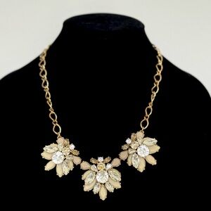 J.Crew Crystal Floral Statement Necklace - Cluster Necklace - Gold